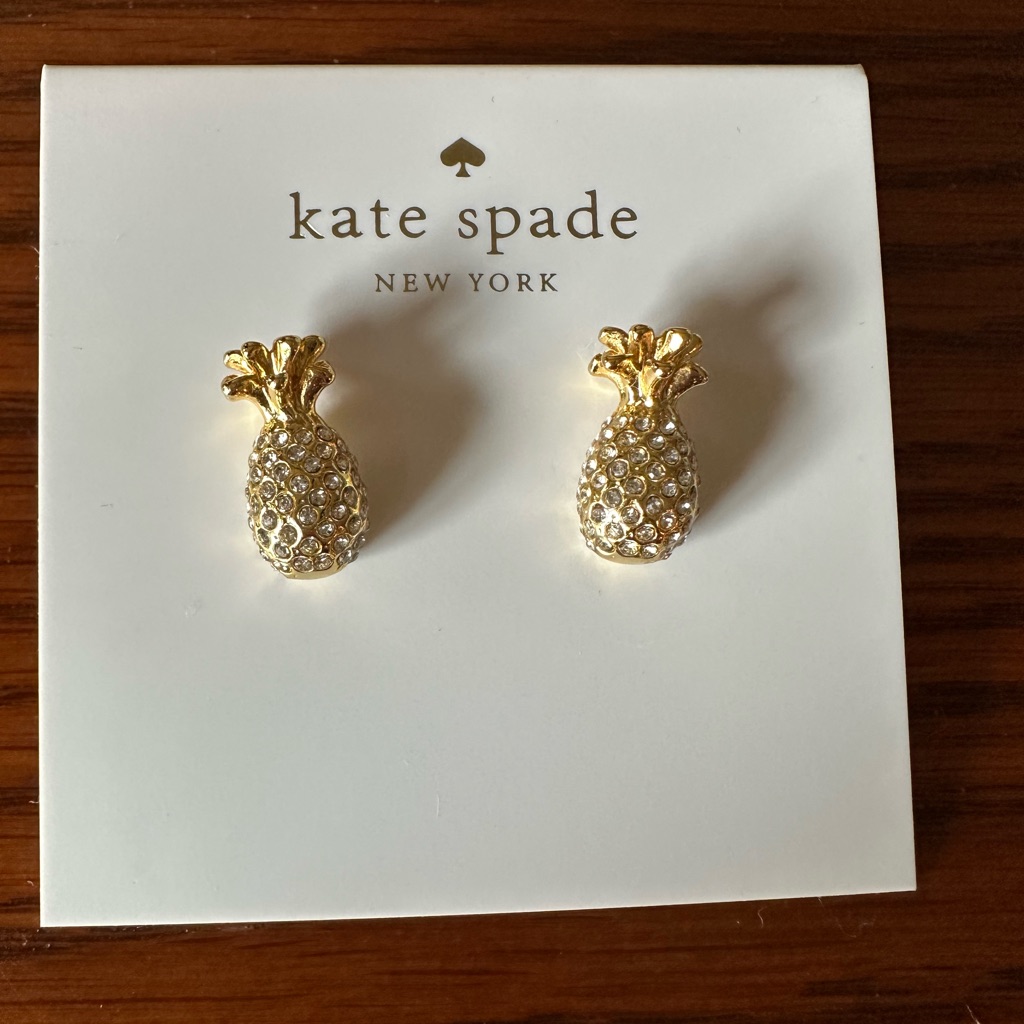 Kate Spade Gold Pineapple Stud Earrings Nwot Tags. With Dust Bag